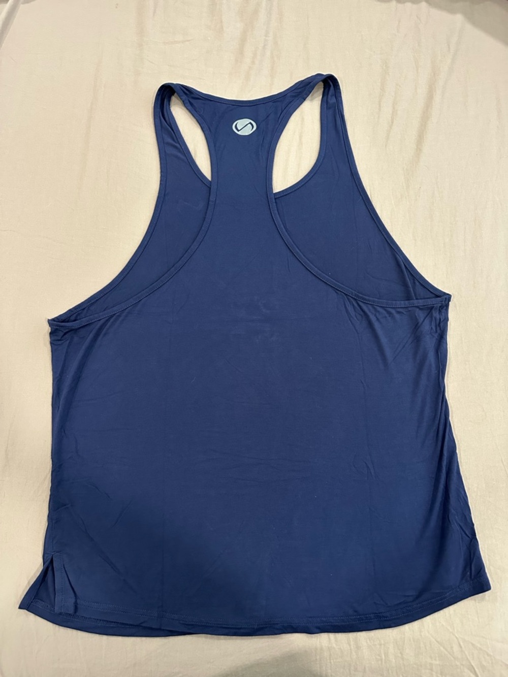 Men's Navy Bamboo Performance Racerback Tank Top with Small Logo - Picture 4 of 4